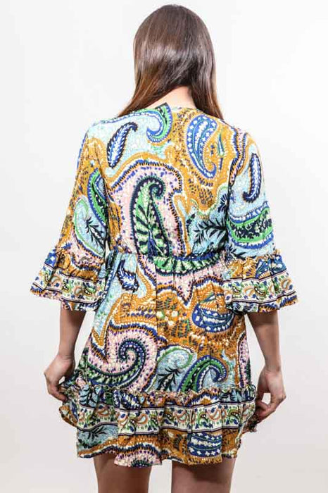 Kleid kurz Kunstseide gemustert assortiert - One Size