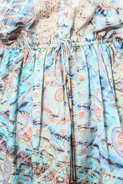 Robe courte à manches larges, polysoie assortie - Taille unique