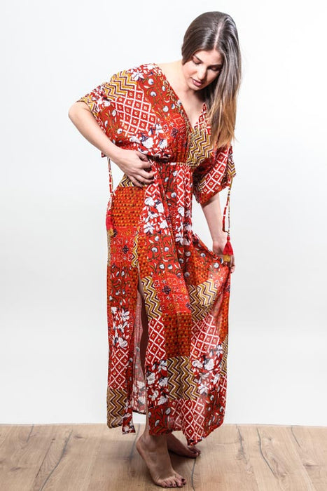 Kleid lang weite Ärmel Rayon assortiert - One Size