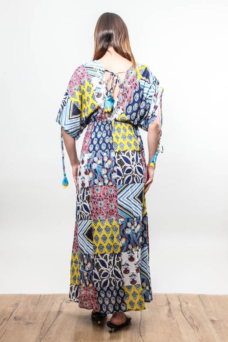 Robe longue à manches larges, rayonne assortie - Taille unique