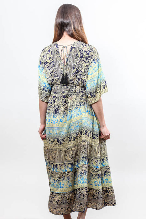 Long dress made of artificial silk, assorted - One Size