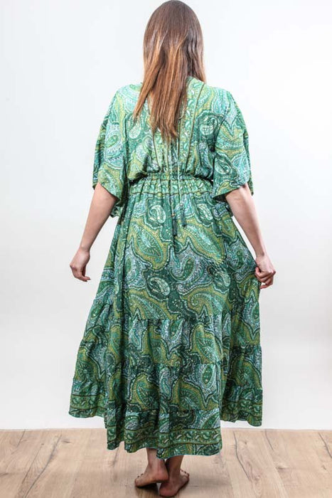 Long dress made of artificial silk, assorted - One Size
