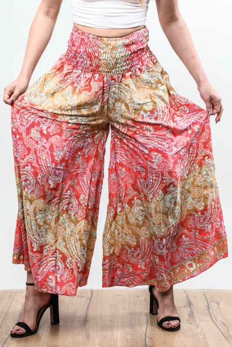 Pantalon large en rayonne/viscose assortie - Taille unique