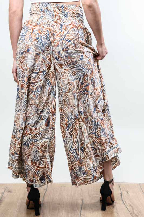 Pantalon large en rayonne/viscose assortie - Taille unique