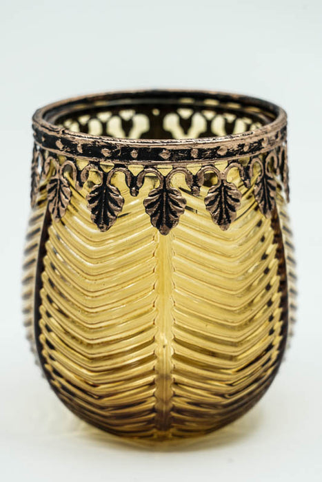 Windlicht gelb 8x8x9 cm