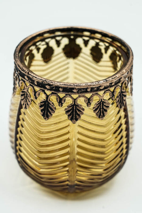 Windlicht gelb 8x8x9 cm