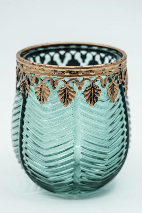 Windlicht grün 8x8x9 cm