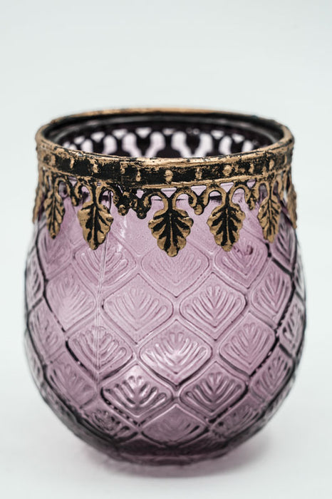 Windlicht lila 8x8x9 cm