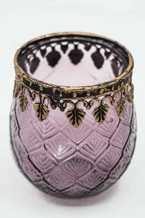Windlicht lila 8x8x9 cm
