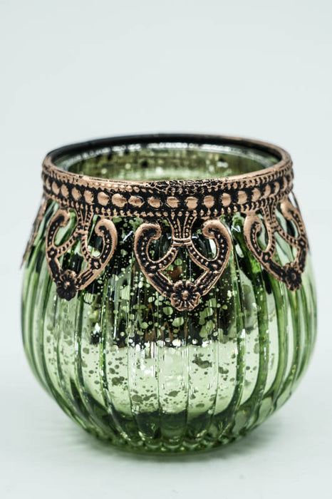 Windlicht grün 8x8x7.5 cm