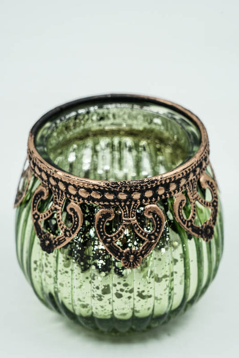 Windlicht grün 8x8x7.5 cm