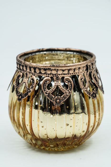 Windlicht goldfarben 8x8x7.5 cm