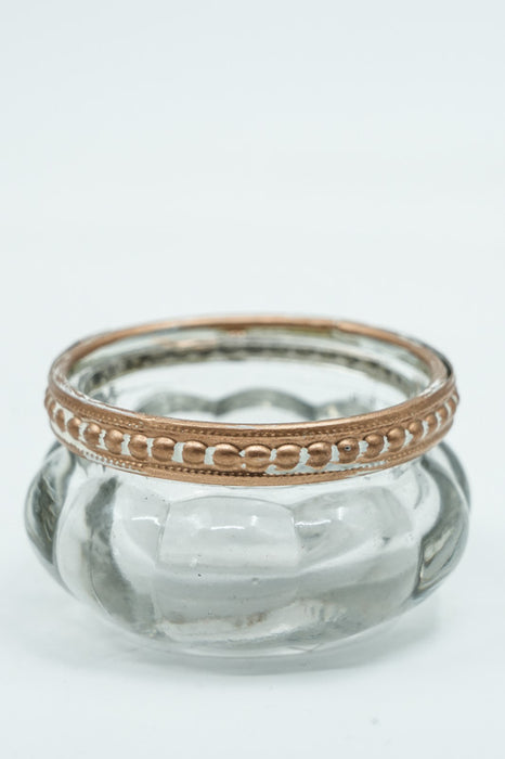 Windlicht klar/weiss/goldfarben 6x6x3.5 cm