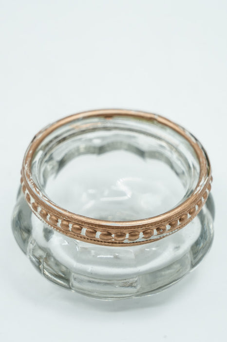 Windlicht klar/weiss/goldfarben 6x6x3.5 cm