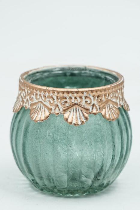 Windlicht blau 6.5x6.5x5.5 cm