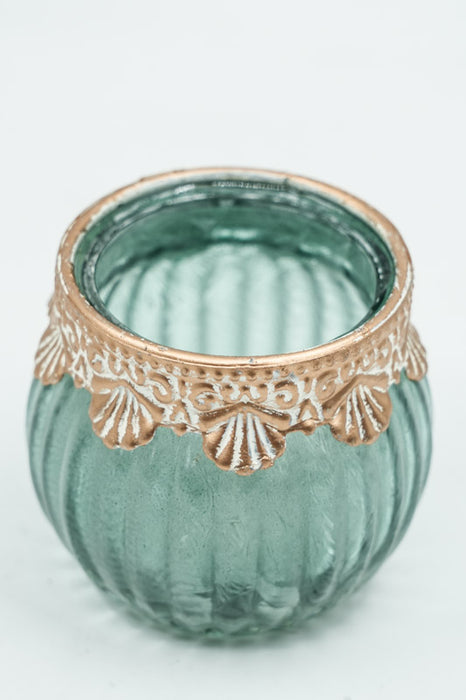 Windlicht blau 6.5x6.5x5.5 cm