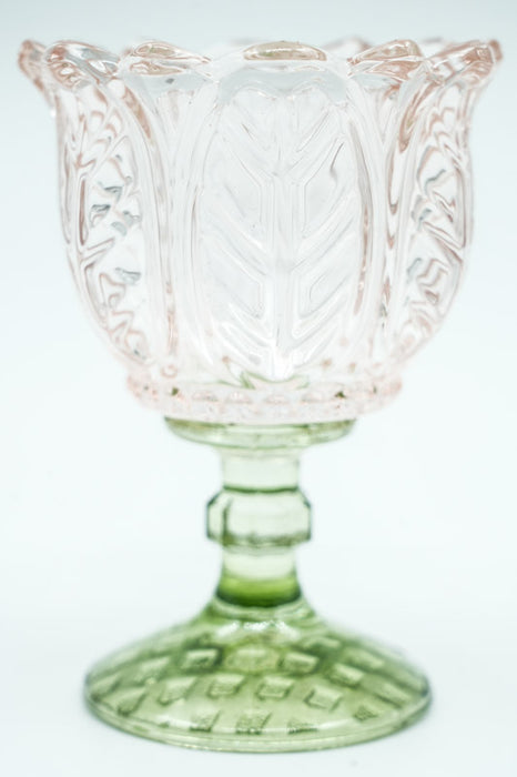 Tealight holder clear/green 8.5x8.5x11.5 cm