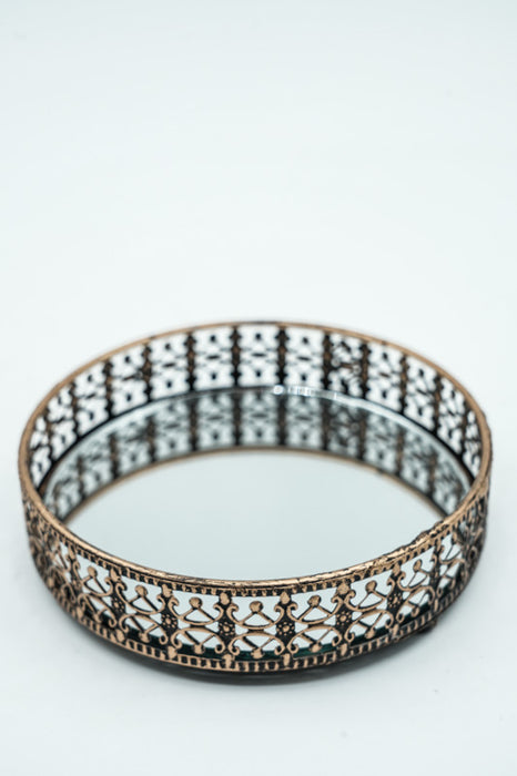 Plateau avec miroir noir/doré 12,5x3,5x12,5 cm