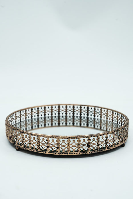 Tablett mit Spiegel schwarz/goldfarben 19.5x3.5x19.5 cm