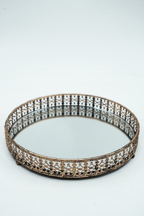 Tablett mit Spiegel schwarz/goldfarben 19.5x3.5x19.5 cm