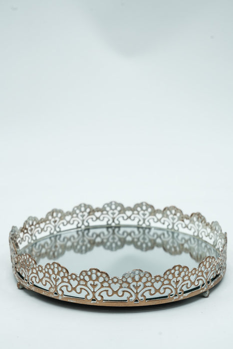 Tablett mit Spiegel goldfarben/weiss 19.5x4x19.5 cm