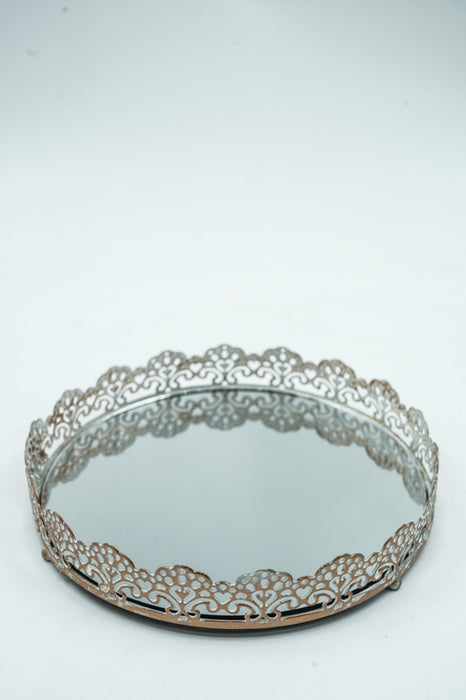 Tablett mit Spiegel goldfarben/weiss 19.5x4x19.5 cm