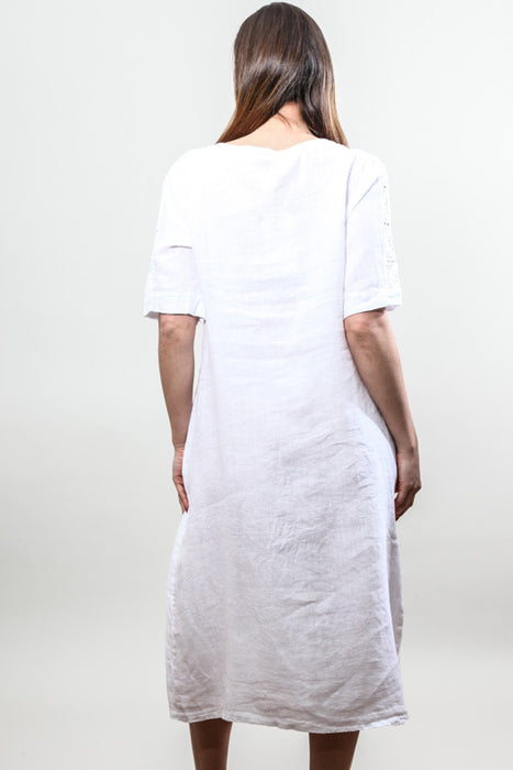 Leinenkleid lang weiss - One Size