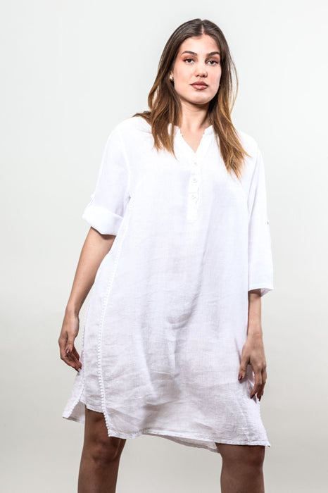 Linen blouse dress white - One Size