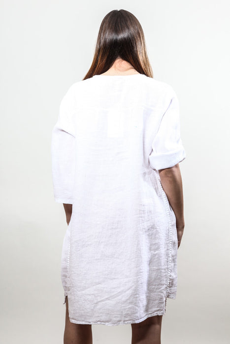 Linen blouse dress white - One Size