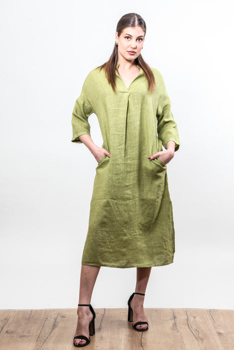 Leinenkleid olive - One Size
