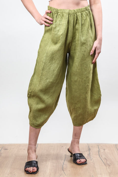 Leinenhose 7/8 olive - One Size