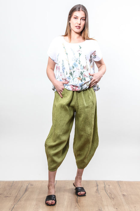 Leinenhose 7/8 olive - One Size
