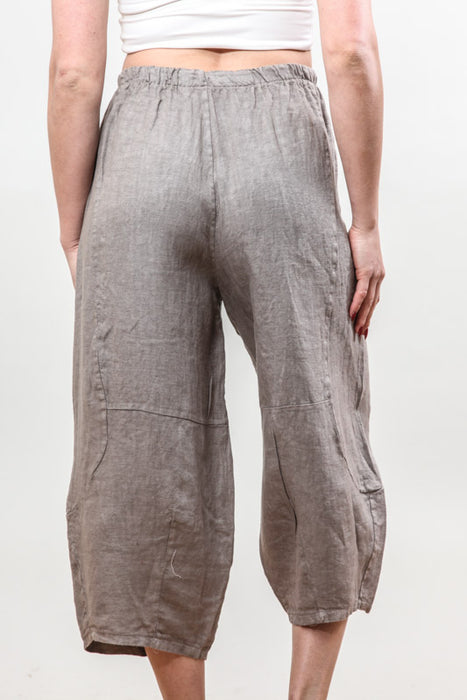 Linen trousers 7/8 taupe - One Size