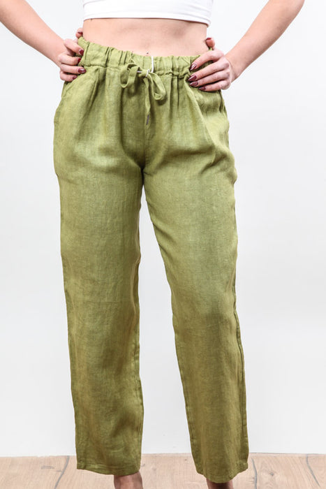 Leinenhose seitlich 2 Taschen olive - One Size
