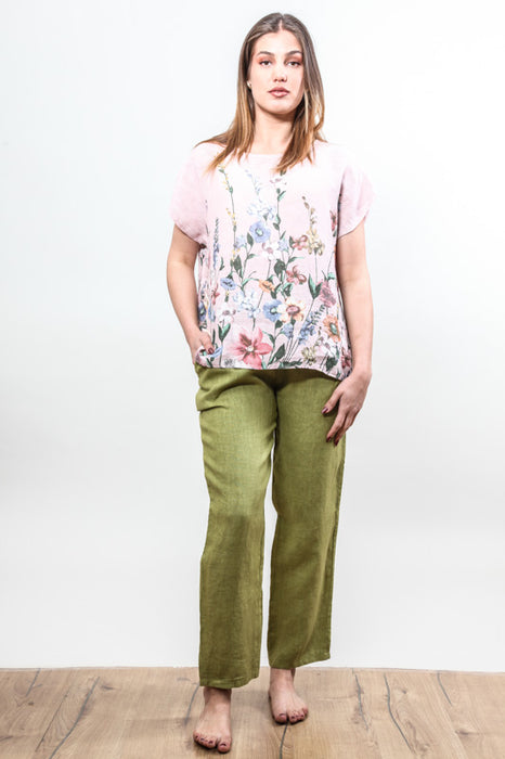 Leinenhose seitlich 2 Taschen olive - One Size
