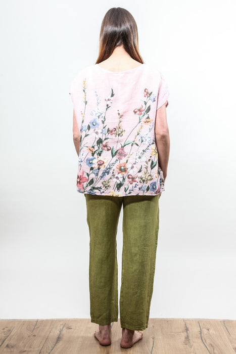Leinenhose seitlich 2 Taschen olive - One Size