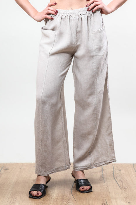 Leinenhose seitlich 2 Taschen beige - One Size