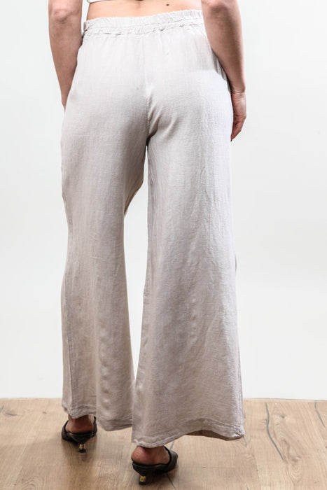 Leinenhose seitlich 2 Taschen beige - One Size