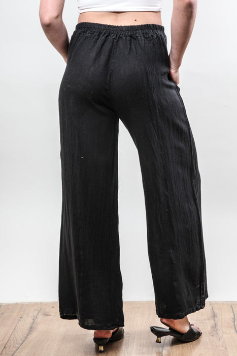 Leinenhose seitlich 2 Taschen schwarz - One Size