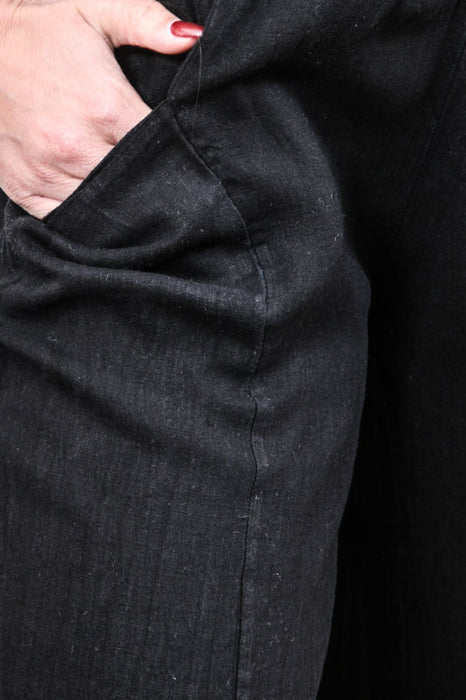 Leinenhose seitlich 2 Taschen schwarz - One Size