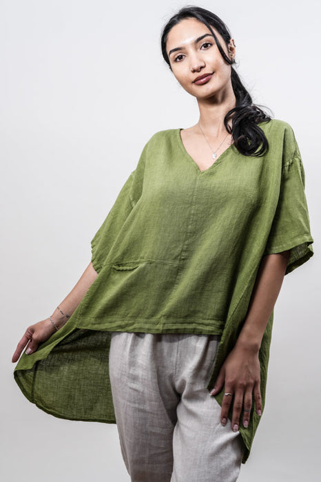 Tunique en lin olive - Taille unique