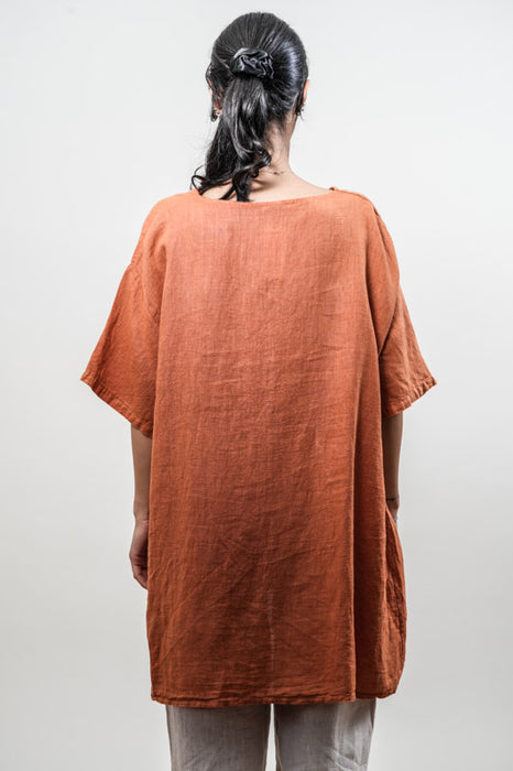 Tunique en lin rouille - Taille unique