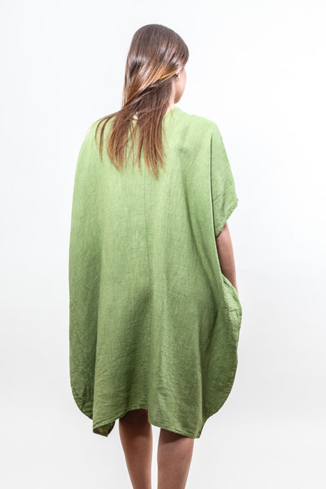 Tunic linen dress olive - One Size