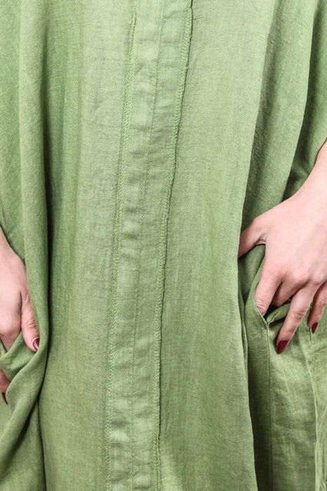 Tunic linen dress olive - One Size