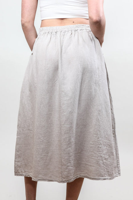 Long linen skirt with side pockets, beige - One Size