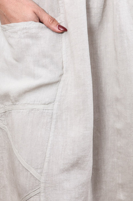 Long linen skirt with side pockets, beige - One Size