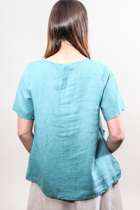 Wide linen top petrol - One Size