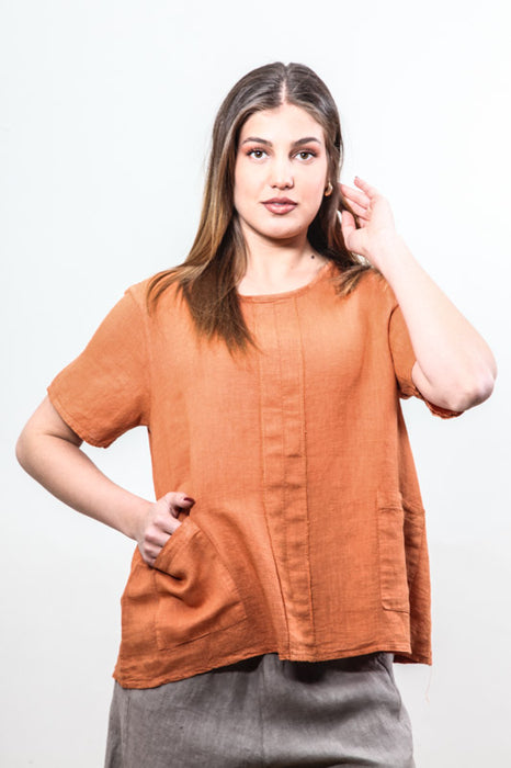 Linen top wide rust - One Size