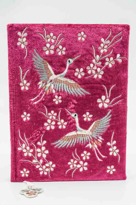 Carnet Heron bordeaux/bleu clair/multicolore 15x20cm