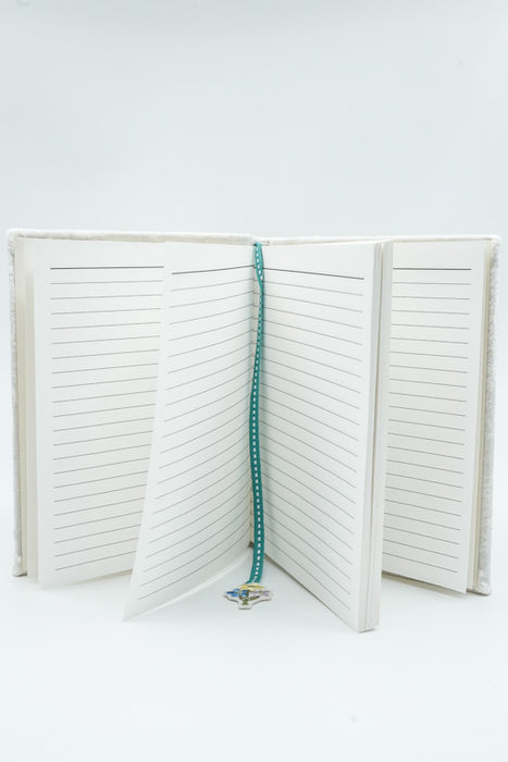 Notebook with flowers and leaves, beige/pink/light blue/multicolor, 15x20cm